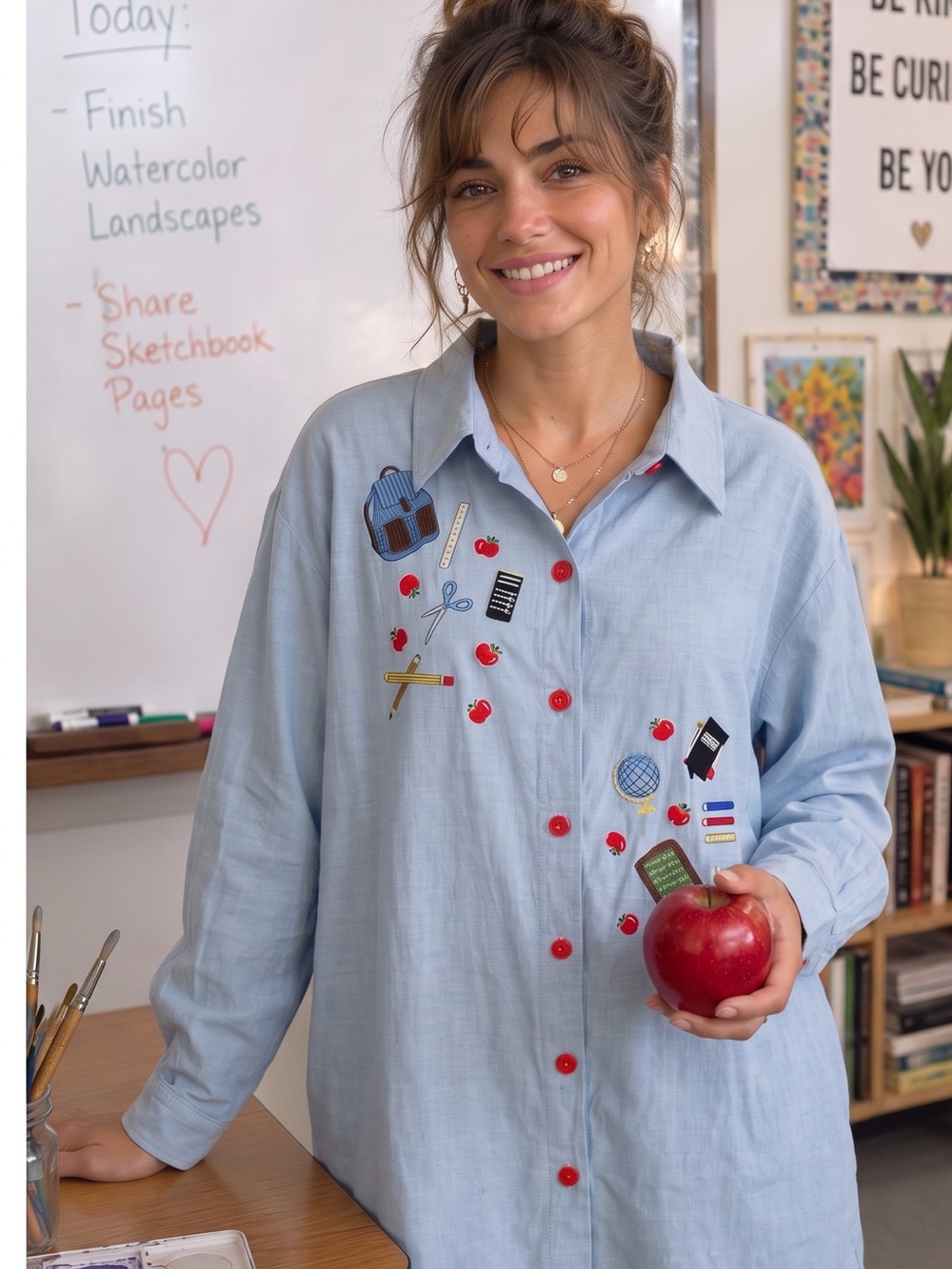 VINTAGE CST SPORT Embroidered Teacher Apple Shirt